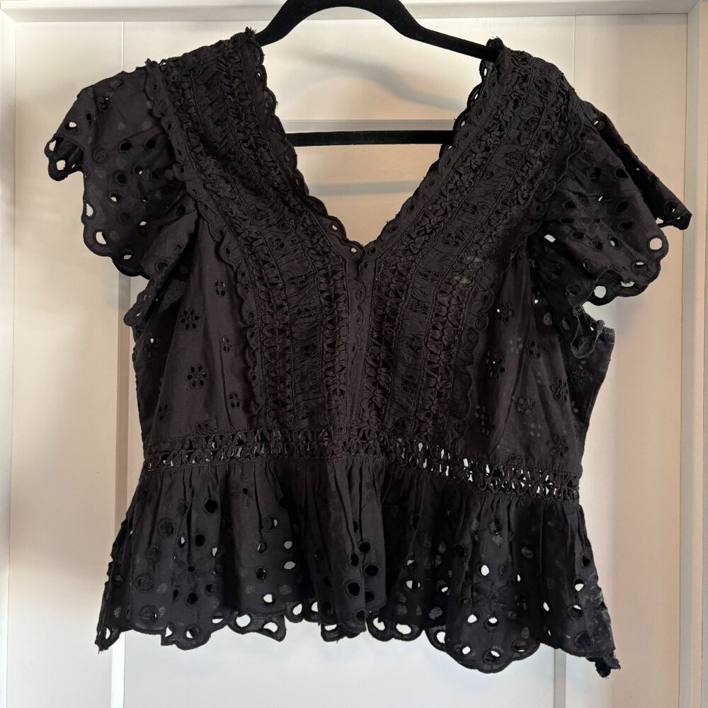 Black Eyelet Cropped Top